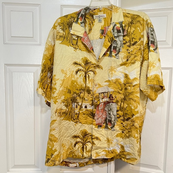 Tommy Bahama Men's Silk Button Shirt All‎ Over Print Island Girl Elephant XXL - Picture 1 of 14